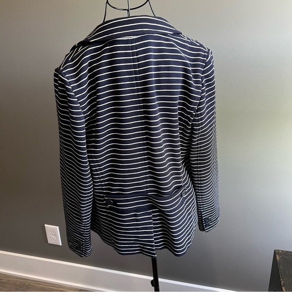 Talbots Navy and White Striped Preppy Nautical Blazer - Picture 5 of 10